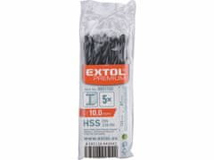 Extol Premium Vrták do kovu 5ks, HSS, DIN338, Ø10,0mm, EXTOL PREMIUM