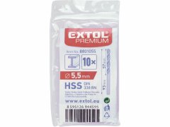 Extol Premium Vrták do kovu 10ks, HSS, DIN338, Ø5,5mm, EXTOL PREMIUM