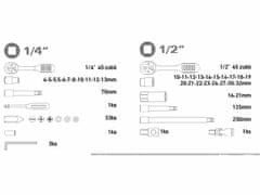 Extol Premium Sada nástrčných kľúčov, 75-dielna, EXTOL PREMIUM