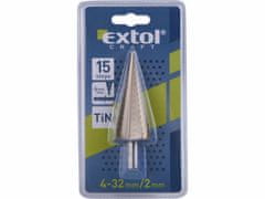 Extol Craft Vrták stupňovitý TiN, Ø4-32mm, stupňovanie 2mm, 15 otvorov, EXTOL CRAFT