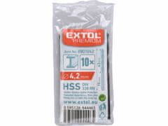 Extol Premium Vrták do kovu 10ks, HSS, DIN338, Ø4,2mm, EXTOL PREMIUM