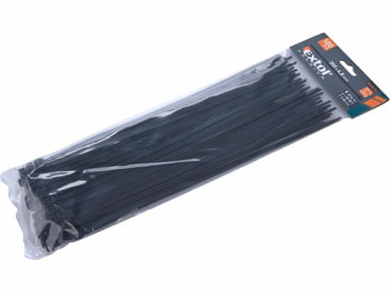 Extol Premium Pásky sťahovacie čierne, 4,8x300mm, 100ks, pr82mm, 22kg, nylon PA66, EXTOL PREMIUM