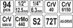 YATO Gola sada 1/4" a 1/2", 94 dielov - YT-12681