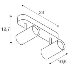 SLV BIG WHITE (SLV) NOBLO nástenný a stropné svietidlo, double, okrúhle, 3000K, 12W, PHASE, 32°, čierne 1008713