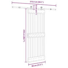 Vidaxl Posuvné dvere so sadou kovania 80x210 cm borovicový masív