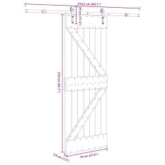 Vidaxl Posuvné dvere so sadou kovania 70x210 cm borovicový masív