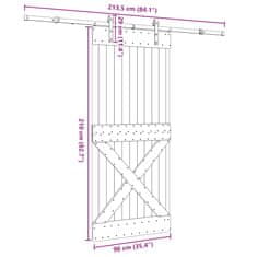 Vidaxl Posuvné dvere so sadou kovania 90x210 cm borovicový masív