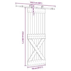 Vidaxl Posuvné dvere so sadou kovania 70x210 cm borovicový masív