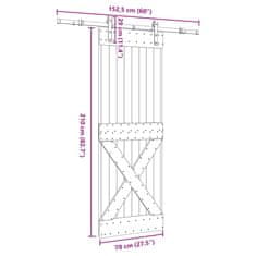 Vidaxl Posuvné dvere so sadou kovania 70x210 cm borovicový masív