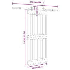 Vidaxl Posuvné dvere so sadou kovania 90x210 cm borovicový masív