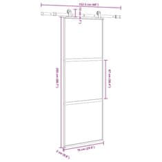 Vidaxl Posuvné dvere s kovaním 76x205 cm tvrdené sklo a hliník úzke