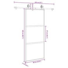 Vidaxl Posuvné dvere s kovaním tvrdené sklo a hliník úzke 90x205 cm