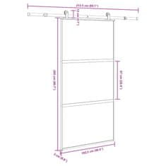 Vidaxl Posuvné dvere s kovaním tvrdené sklo a hliník úzke 102,5x205 cm