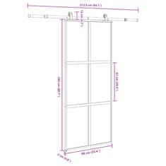 Vidaxl Posuvné dvere s kovaním tvrdené sklo a hliník úzke 90x205 cm