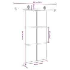 Vidaxl Posuvné dvere s kovaním tvrdené sklo a hliník úzke 102,5x205 cm