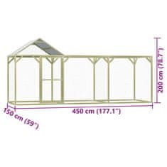 Vidaxl Kurín 4,5x1,5x2 m, impregnovaná borovica