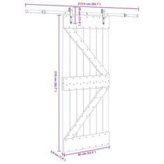 Vidaxl Posuvné dvere so sadou kovania 85x210 cm borovicový masív