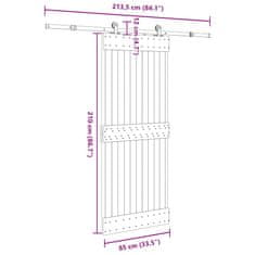 Vidaxl Posuvné dvere so sadou kovania 85x210 cm borovicový masív