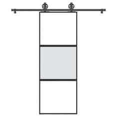 shumee vidaXL Posuvné dvere s kovaním 76x205 cm tvrdené sklo a hliník úzke