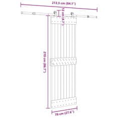 Vidaxl Posuvné dvere so sadou kovania 70x210 cm borovicový masív