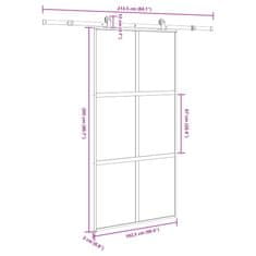 Vidaxl Posuvné dvere s kovaním tvrdené sklo a hliník úzke 102,5x205 cm