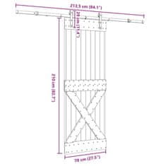 Vidaxl Posuvné dvere so sadou kovania 70x210 cm borovicový masív