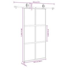 Vidaxl Posuvné dvere s kovaním tvrdené sklo a hliník úzke 102,5x205 cm