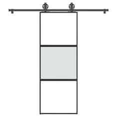 shumee vidaXL Posuvné dvere s kovaním 76x205 cm tvrdené sklo a hliník úzke