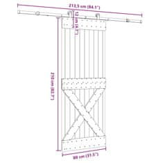 Vidaxl Posuvné dvere so sadou kovania 80x210 cm borovicový masív