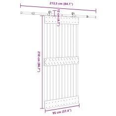 Vidaxl Posuvné dvere so sadou kovania 95x210 cm borovicový masív