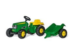 Rolly Toys Šliapací traktor Rolly Kid J.Deere s vlečkou - zelený