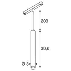 SLV BIG WHITE (SLV) GRIP! S 48V závesné svietidlo, dĺžka závesu 200 cm, 3000 K, 29 °, DALI, čierna / zlatá 1008461