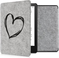 KW Puzdro KW Mobile Felt Brushed Heart - KW5626005 - pre Amazon Kindle Paperwhite 5 (2021) - svetlo šedé