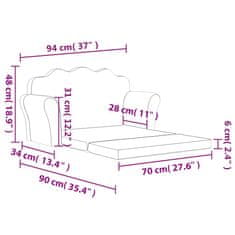Vidaxl Detská rozkladacia pohovka 2-miestna krémová mäkký plyš