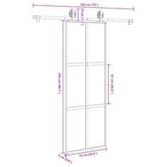 Vidaxl Posuvné dvere s kovaním 76x205 cm tvrdené sklo a hliník úzke