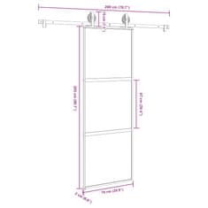 Vidaxl Posuvné dvere s kovaním 76x205 cm tvrdené sklo a hliník úzke