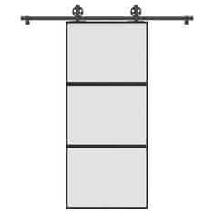 shumee vidaXL Posuvné dvere s kovaním tvrdené sklo a hliník úzke 90x205 cm