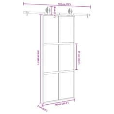 Vidaxl Posuvné dvere s kovaním tvrdené sklo a hliník úzke 90x205 cm