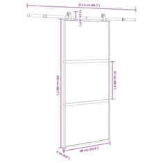 Vidaxl Posuvné dvere s kovaním tvrdené sklo a hliník úzke 90x205 cm