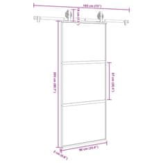 Vidaxl Posuvné dvere s kovaním tvrdené sklo a hliník úzke 90x205 cm