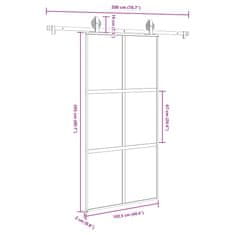 Vidaxl Posuvné dvere s kovaním tvrdené sklo a hliník úzke 102,5x205 cm