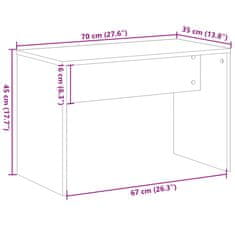 Vidaxl Toaletná taburetka Old Wood 70x35x45 cm Engineered Wood