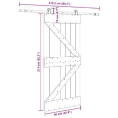 Vidaxl Posuvné dvere so sadou kovania 90x210 cm borovicový masív