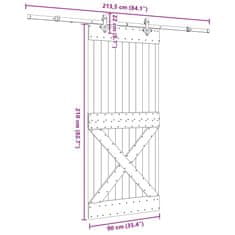 Vidaxl Posuvné dvere so sadou kovania 90x210 cm borovicový masív