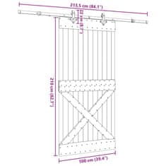 Vidaxl Posuvné dvere so sadou kovania 100x210 cm borovicový masív