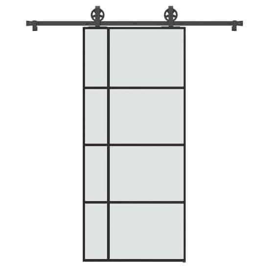 shumee vidaXL Posuvné dvere s kovaním ESG sklo a hliník 90x205 cm