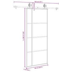 Vidaxl Posuvné dvere s kovaním ESG sklo a hliník 90x205 cm