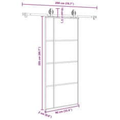 Vidaxl Posuvné dvere s kovaním ESG sklo a hliník 90x205 cm