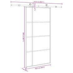 Vidaxl Posuvné dvere s kovaním ESG sklo a hliník 102,5x205 cm