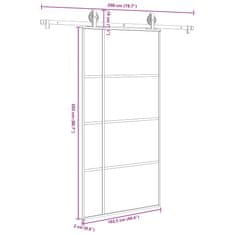 Vidaxl Posuvné dvere s kovaním ESG sklo a hliník 102,5x205 cm